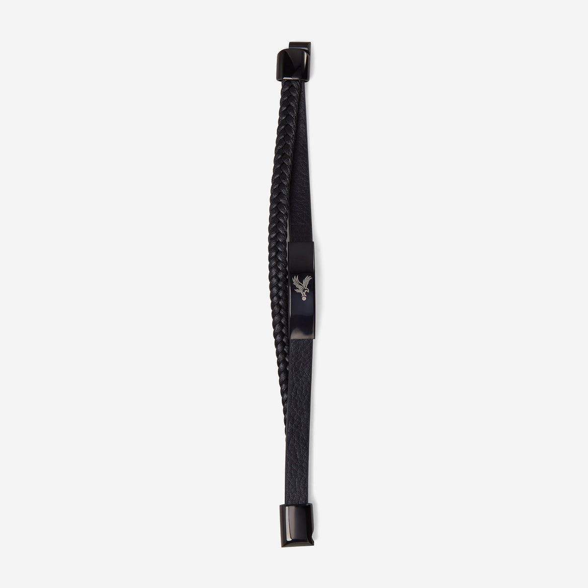 Logo Leather and Stainless Steel Bracelet