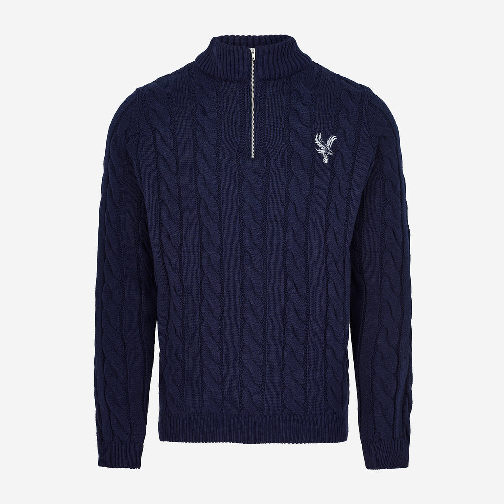 Eagle Cable Knit 1/4 Zip Jumper Navy