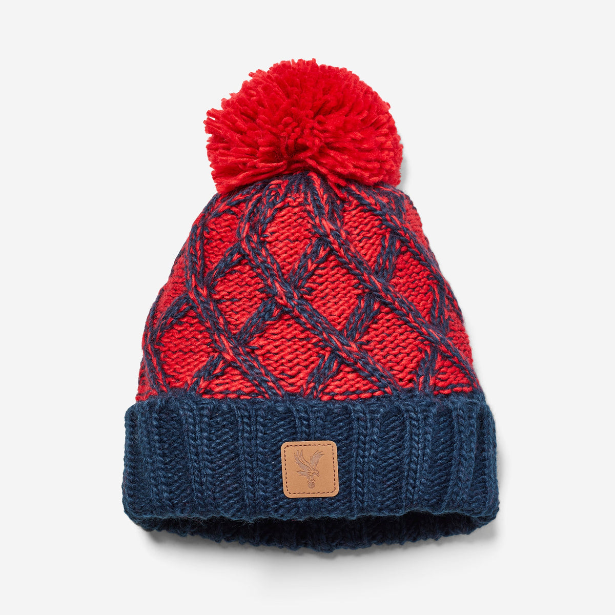 Eagle Patch Chunky Bobble Hat Red/Navy