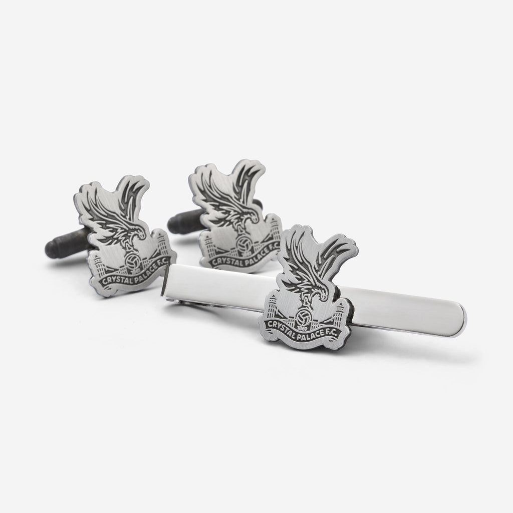 Logo Cufflinks and Tie Pin Set Antique Silver