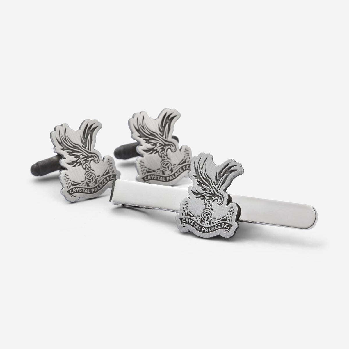 Logo Cufflinks and Tie Pin Set Antique Silver