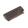 Logo Brown Leather Glasses Case