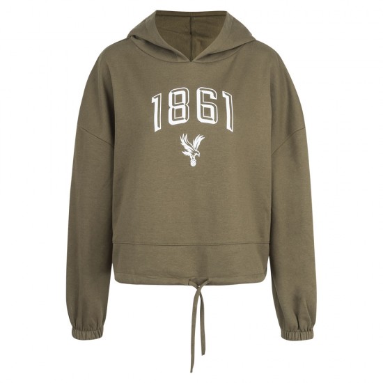 Women's 1861 Cropped Oversized Hoodie Olive