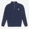 Eagle Cable Knit 1/4 Zip Jumper Navy
