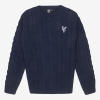 Eagle Cable Knit Crew Neck Jumper Navy