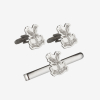 Logo Cufflinks and Tie Pin Set Antique Silver