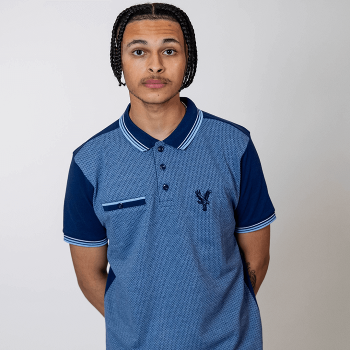 Eagle Jacquard Polo Shirt Denim Blue