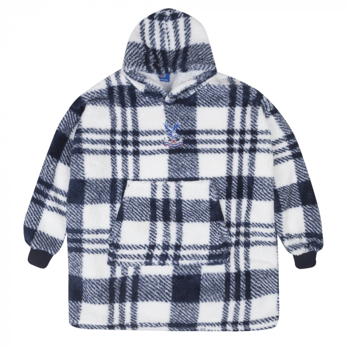Check Fleece Hoodie Blanket Navy/White