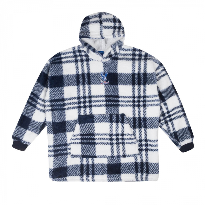 Check Fleece Hoodie Blanket Junior Navy/White