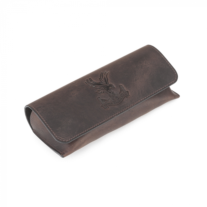 Logo Brown Leather Glasses Case 