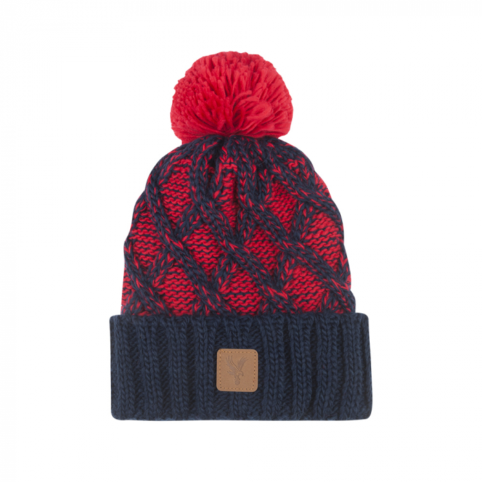 Eagle Patch Chunky Bobble Hat Red/Navy