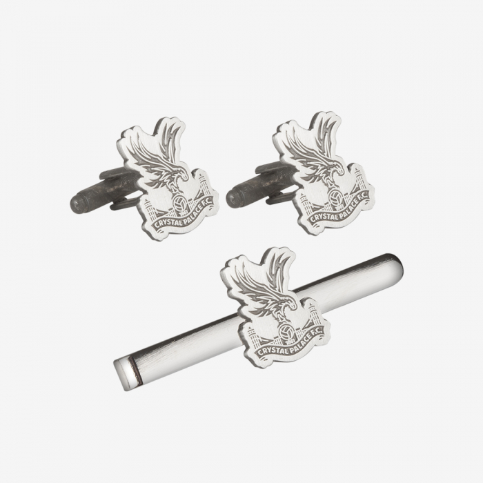 Logo Cufflinks and Tie Pin Set Antique Silver